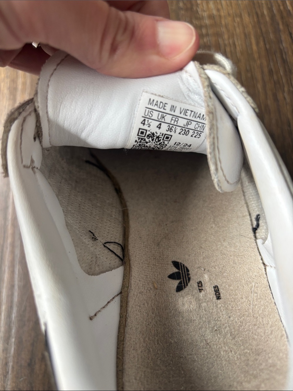 adidas Samba Retro White with Black Stripes and Brown Gum Sole - Picture 2 of 12